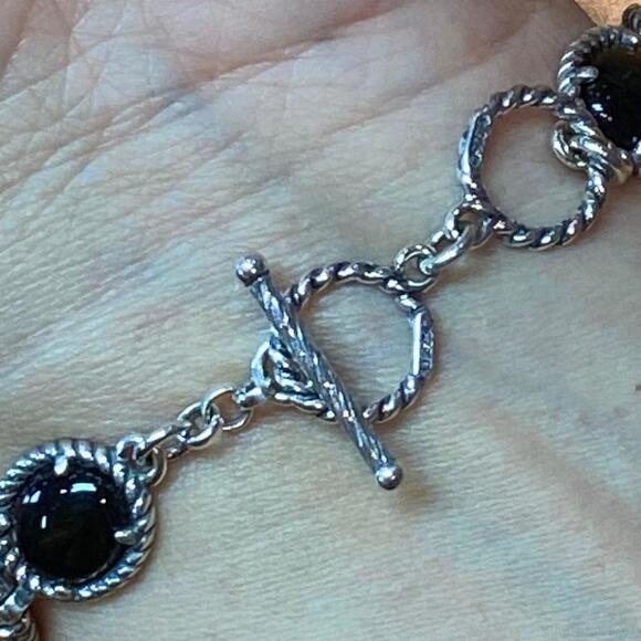 Carolyn Pollack Sterling Silver 9 Oval Onyx Reversible Link Bracelet For Women - Picture 6 of 10